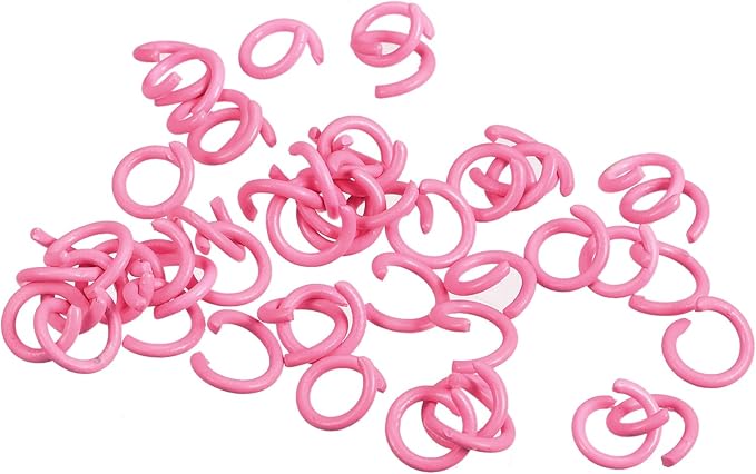 uxcell Open Jump Rings, 8mm Colorful O-Ring Connectors for DIY Crafts Jewelry Making, Carbon Steel, Pink, 100Pcs