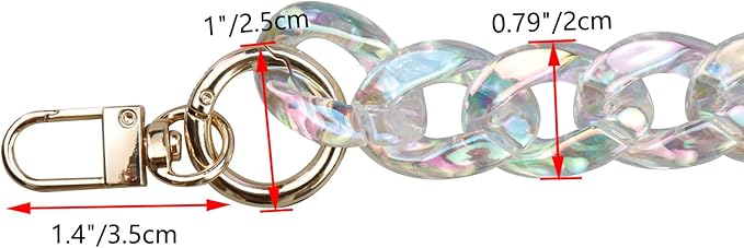 Chunky Acrylic Purse Strap Bag Chain Handle Purse Chain Replacement for Handbag Purse Shoulder Bag (Colorful Transparent,47")