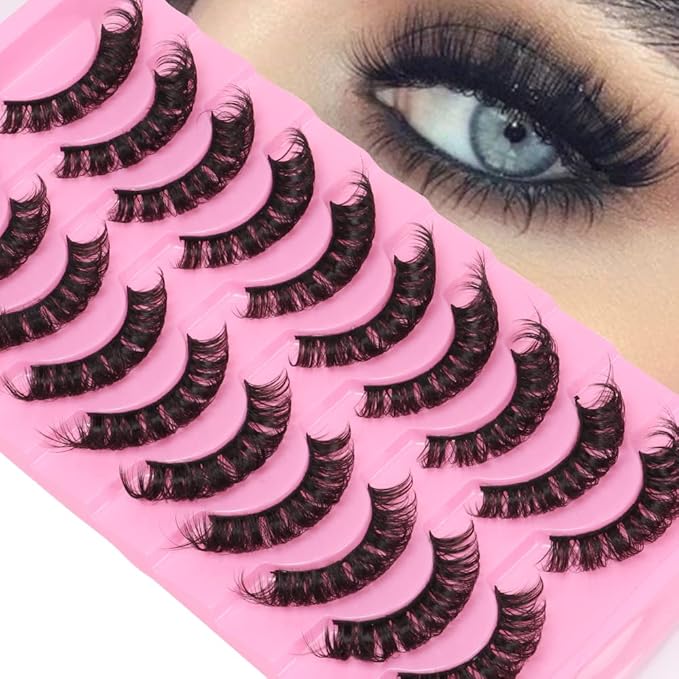 outopen 10 Pairs Russian Volume Eyelashes DD Curl Faux Mink Lashes Long Fluffy Soft Wispy Eye Lashes Reusable Natural Look Eyelashes Extension(DD Curl |15-18MM)