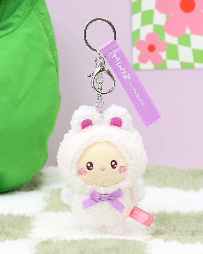 Anirollz Miniz Plush Charm Cute Stuffed Animal Keychain Kawaii Mini Bag Accessory Collectible Pocket Toy for Kids & Adults