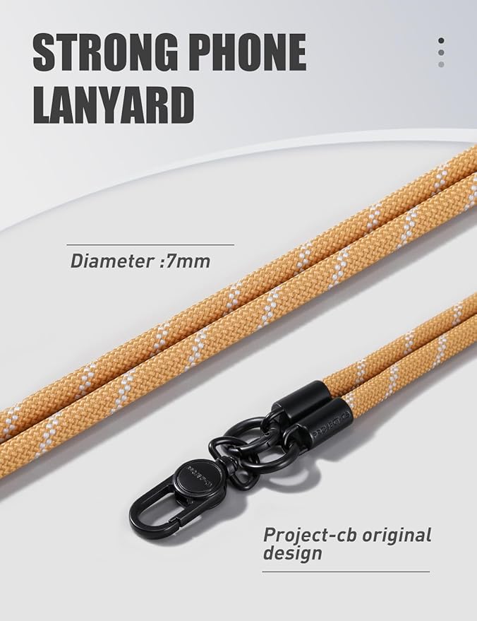 project-cb Phone Lanyard×1,Phone Tether Tab×2,Cell Phone Lanyards for Around the Neck,Rope Lanyard,Universal Adjustable Phone Strap Crossbody,Cell Phone Chain(Khaki)