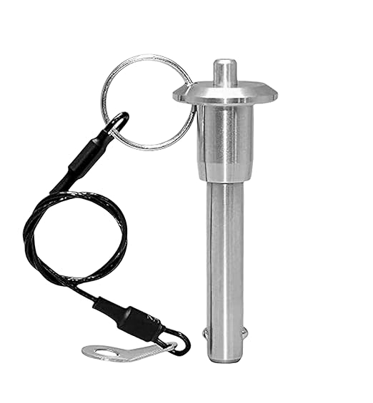 Stainless Steel Ball Head Locking PinQuick Release Pin , 6mm 1/4" Pin Dia Safety Push Button Linear Array Stop Pin with Lanyard Cable for Musical Instrument (1Pack, Usage Length(MM):45)