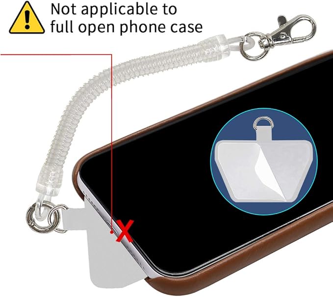 Doormoon Phone Tether with Patch, Universal Straps 2 Pcak Anchor for Skiing Kayaking Fishing Paddles Anti-drop Lanyard Compatible for iPhone Samsung Pixel Most Smartphones (Transparent)