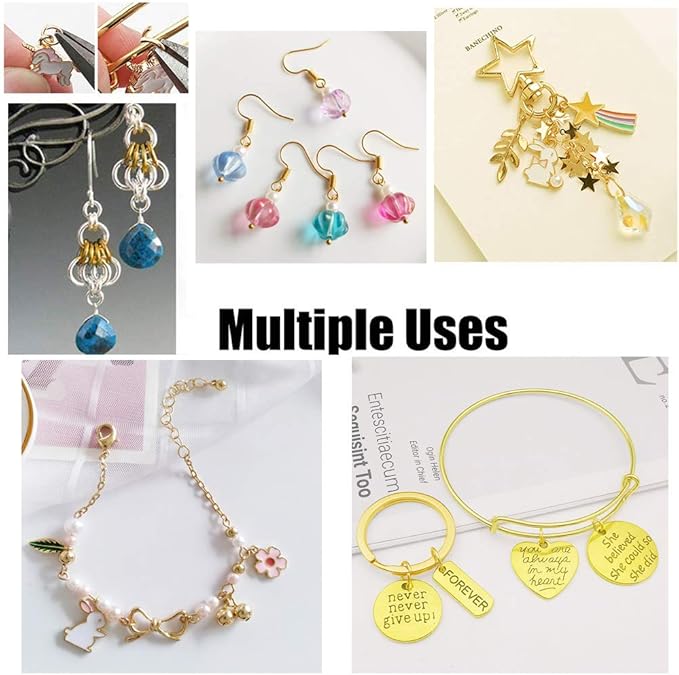 150 pcs Gold Plated Stainless Steel Split Rings Jump Rings Connector Rings for Jewelry Making Necklaces Bracelet Earrings Keychain DIY Craft (13300-Gold, 7mm)