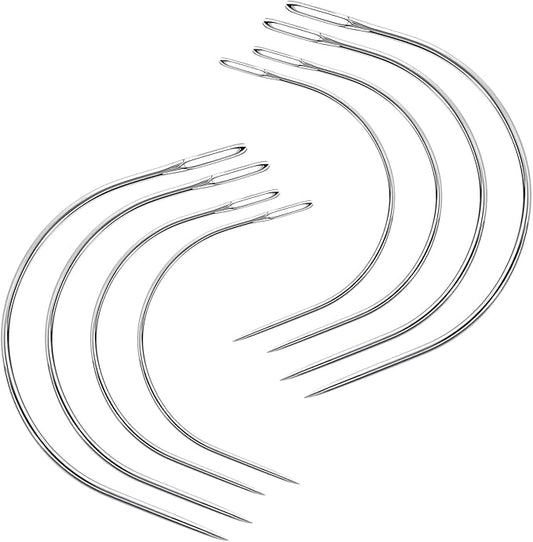 TIESOME 8 PCS 4 Sizes Curved Needles, Sewing Curved Needles Heavy Duty Leather Hand Sewing Needles C Sewing Needles for Leather Projects Carpet or Canvas Wig Making(2/2.5/3/3.5 Inch)
