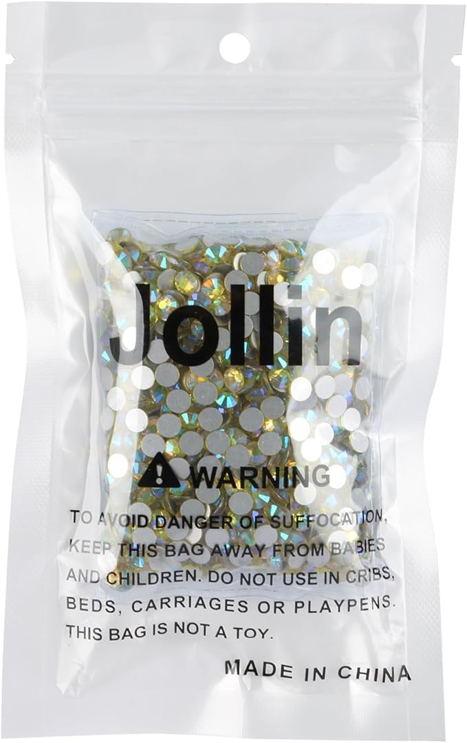 Jollin Glue Fix Crystal Flatback Rhinestones Glass Diamantes Gems for Nail Art Crafts Decorations Clothes Shoes 4.8mm (ss20 1440pcs, Lemon AB)