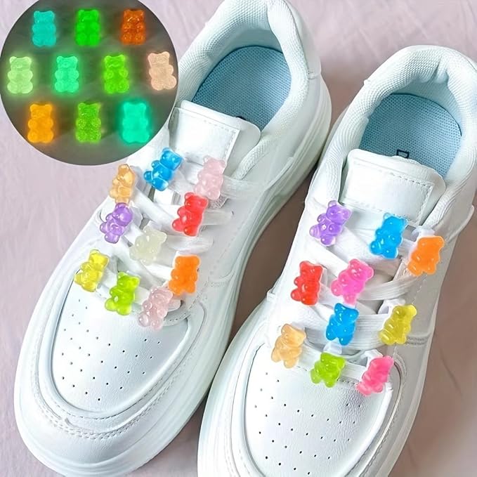 nikkiGuo 200 PCS Acrylic Bear Beads Jewelry Making Kit – 24 Colors in 4 Styles: Candy Color, Transparent, Opaque & Glow in The Dark Beads with Wire, Clasps for DIY Bracelets, Necklaces, Keychains