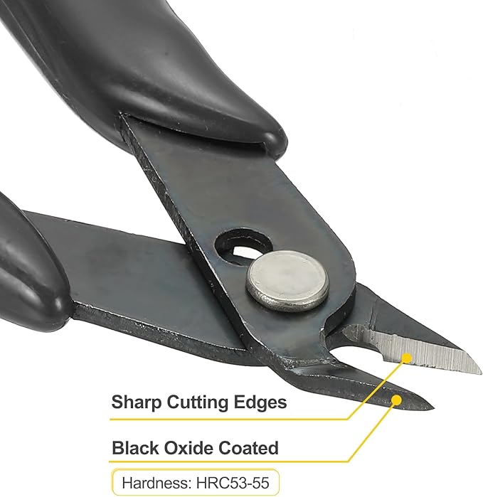 HARFINGTON 2pcs 5" Flush Cut Pliers Small Precision Wire Cutter Side Cutter Diagonal Cutting Pliers for Jewelry Model Electronic 3D Print, Black
