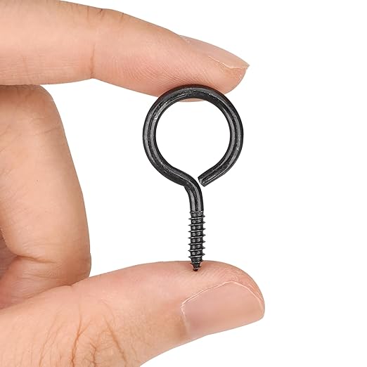 Aovchei Eye Screws, 120PCS 1.22 Inches Heavy Duty Metal Screw Hooks, Self Tapping Eye Bolts, Indoor & Outdoor for Hanging Artwork, Black
