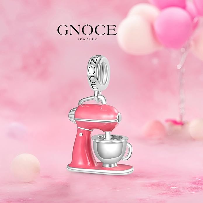 GNOCE Baker's Mixer Pendant Charms 925 Sterling Silver Dangle Charm for Bracelet Jewelry Gift For Women Wife Fit Snake Chain Bracelets