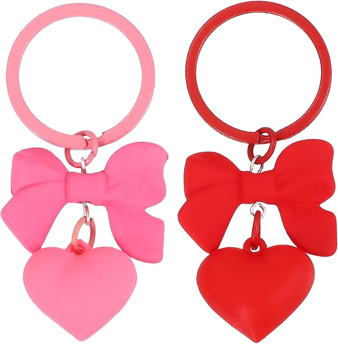 PATIKIL Cute Heart Keychain for Women, Bow Heart Purse Charm Bag Charm Accessories for Handbag Car Purse Backpack Wallet