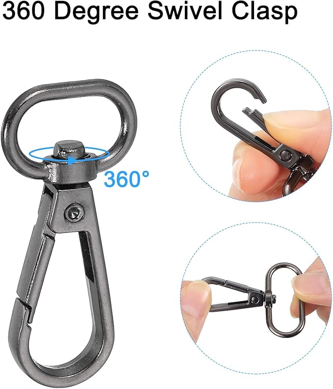 uxcell 12 Pcs Swivel Clasp Hook, 0.59" Purse Snap Clasps Detachable for Bag, Grey