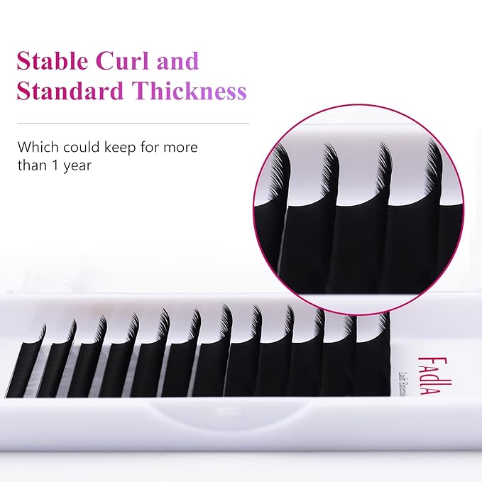 FADLASH Eyelash Extension Individual Lash Extensions Super Matte Classic Lashes DD Curl 0.15 8-25mm Length Lash Supplies (0.15-DD, 13mm)