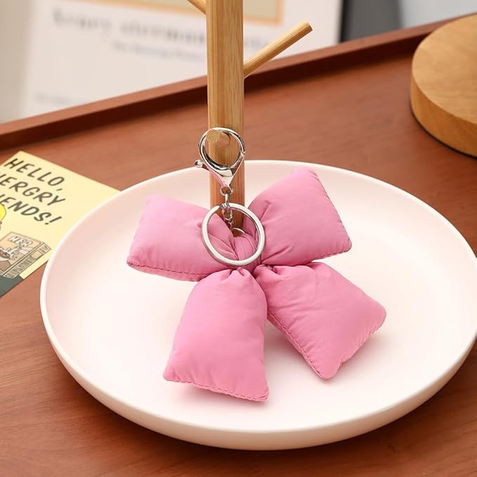 Pink Bow Keychain Bag Charms Y2K Bowknot Plaid Keychains Coquette Aesthetic Purse Handbag Backpacks Charms