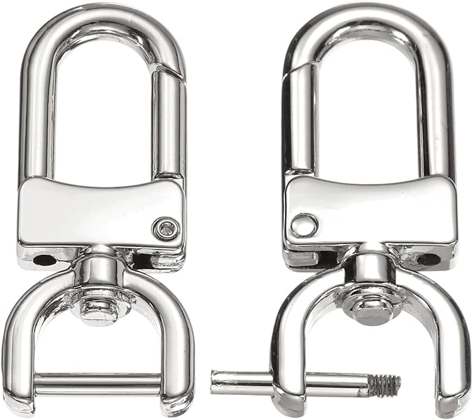 PATIKIL 1/2 Inch Swivel Clasp Hooks, 2 Pcs Detachable Snap Hook with Screw Bar, Swivel Lobster Claw Clasps for Bag Strap Replacement Purse Lanyard DIY Craft Hardware, Silver