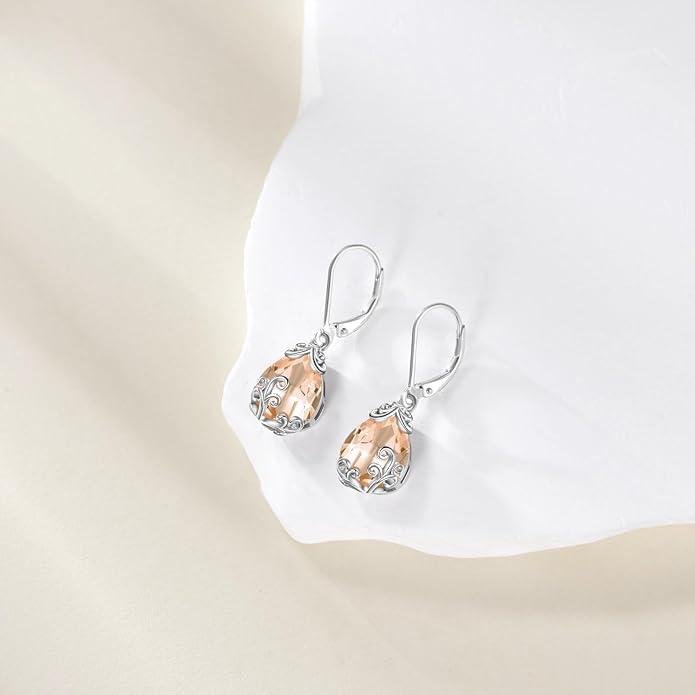 POPLYKE Celtic Filigree Teardrop Drop Dangle Earrings Sterling Silver Leverback Earrings Jewelry for Women