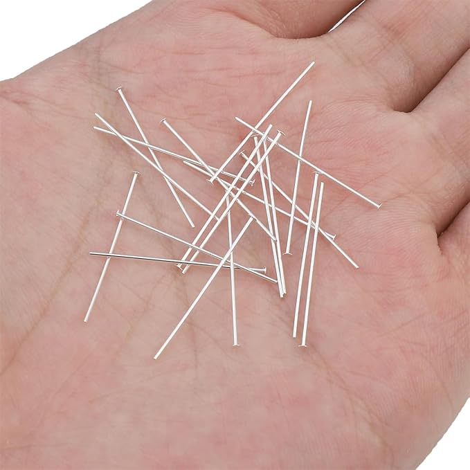 925 Sterling Silver Flat Head Pins 0.5x25mm 20pcs for Jewelry Making Findings