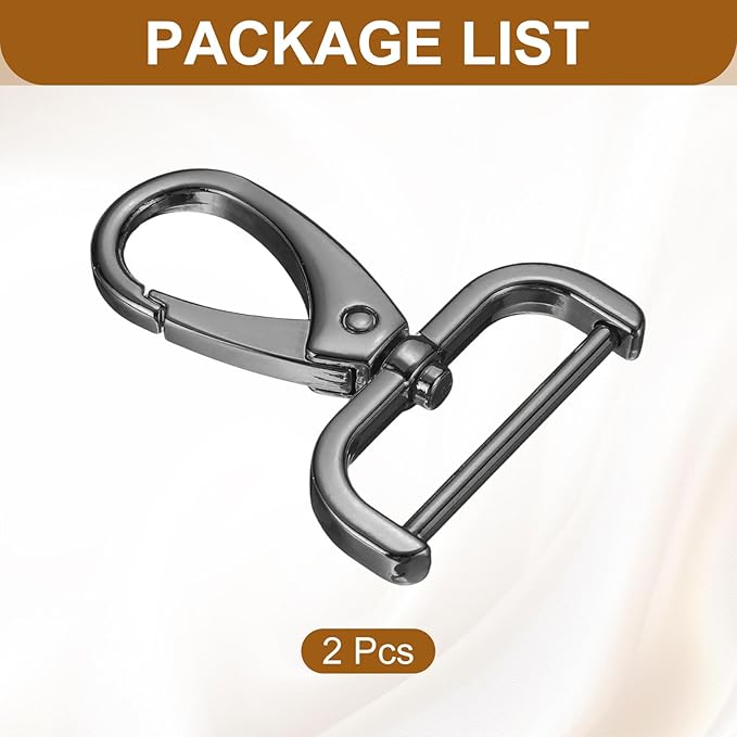 HARFINGTON 2Pcs Detachable Snap Hook Swivel Clasp 1 1/4" D Ring with Swivel Lobster Claw Clasps Hook for Purse Strap Keychain Bag DIY Craft, Gunmetal
