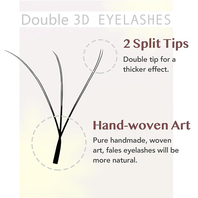 SEEDEW 3D-Double Tips Lash Extensions, 0.07mm D Curl 11mm 12 Rows/Tray, W Shape 3DD Flat Stem, PBT Natural False Eyelashes for Beginner Artist, Lash Tech, Beauty Salon(3DD-Matte Black-0.07-D-11mm)