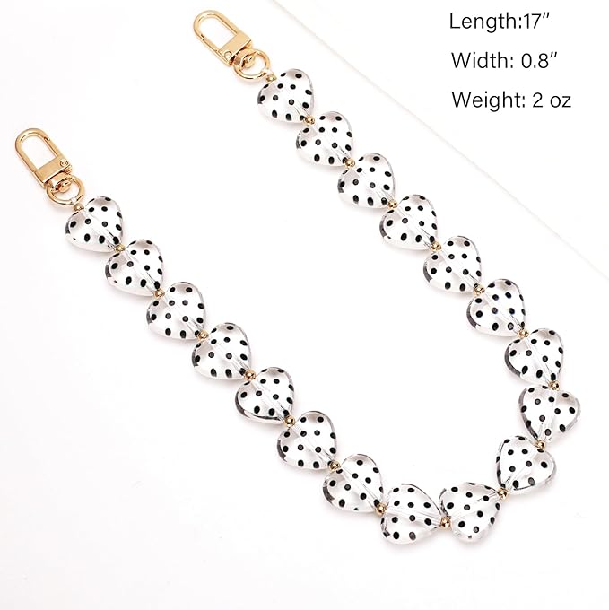 AUMEY Acrylic Heart Bag Chain Purse Charm Versatile handbag Chain Strap Wallet Handle Replacement Handbag Accessory