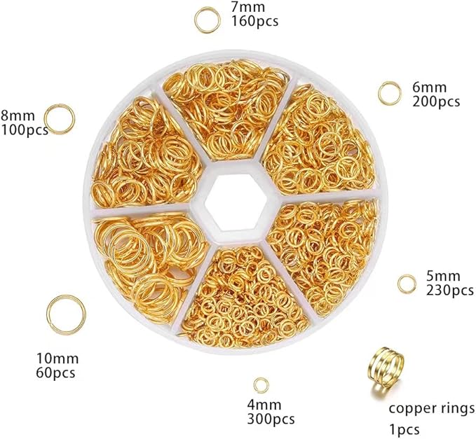 1051pcs O Ring Connectors Stainless Steel Quality Jump Rings Metal Open Jump Rings Set 304 Stainless-Steel Jump Rings for Jewelry Making Connectors (Gold)