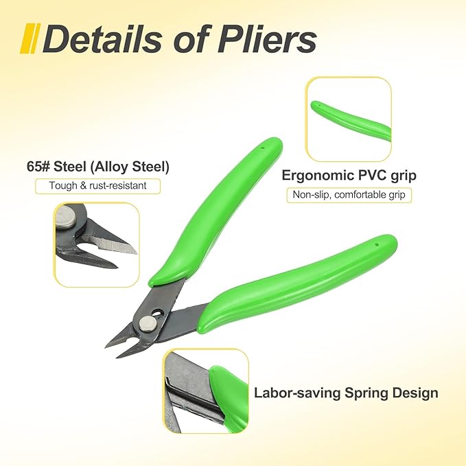 HARFINGTON 2pcs 5" Flush Cut Pliers Small Precision Wire Cutter Side Cutter Diagonal Cutting Pliers for Jewelry Model Electronic 3D Print, Green