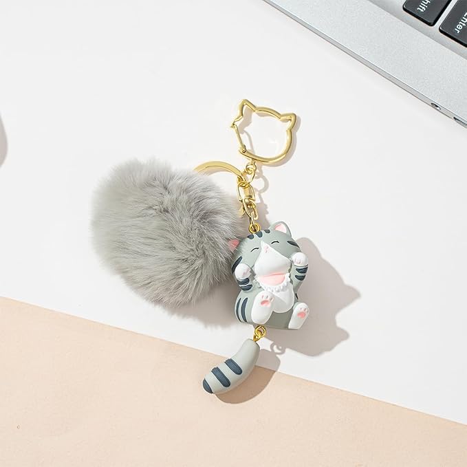 Cat Keychain bag charms for handbags Cute Keychains for Women Kawaii Cat Backpacks Accessories cat plush keychain