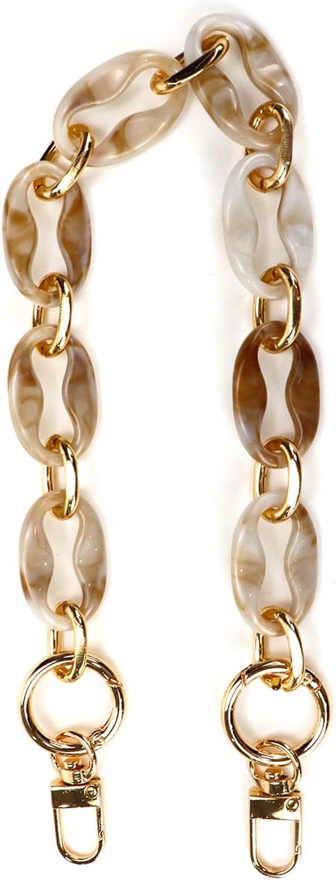 Crapyt Oval Resin Purse Chain Strap Acrylic Marbled White DIY Craft 40cm/15.75" 1 PCS Elegant Stylish Modern Bag Straps Replacement Decor
