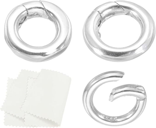 PATIKIL 8/9.8/11.6mm 925 Sterling Silver Spring Gate Rings, 3Pcs Round Spring Clasps Necklace Enhancer Shortener Closures Connector for Jewelry Making Necklaces DIY, Silver Tone