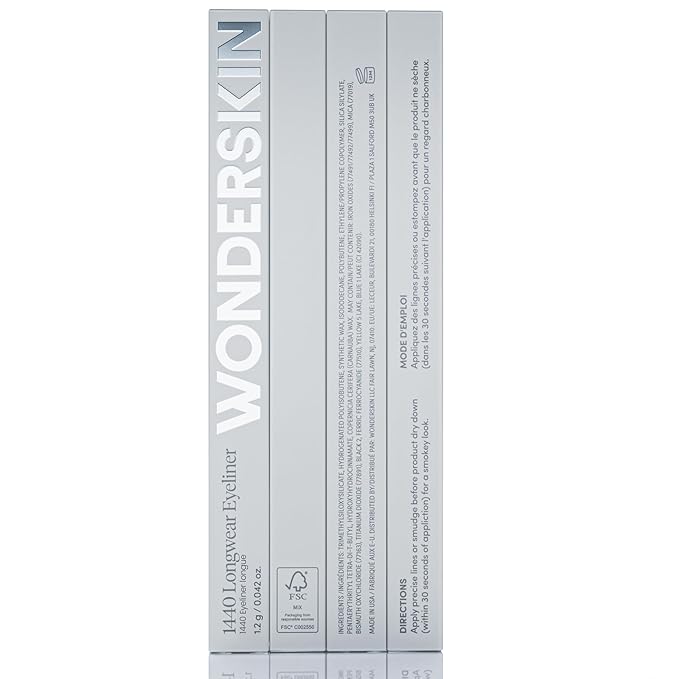 Wonderskin Eyeliner Pencil, 1440 Longwear Deep Black Eyeliner Pencil - Waterproof, Sharpenable & Smudge Proof