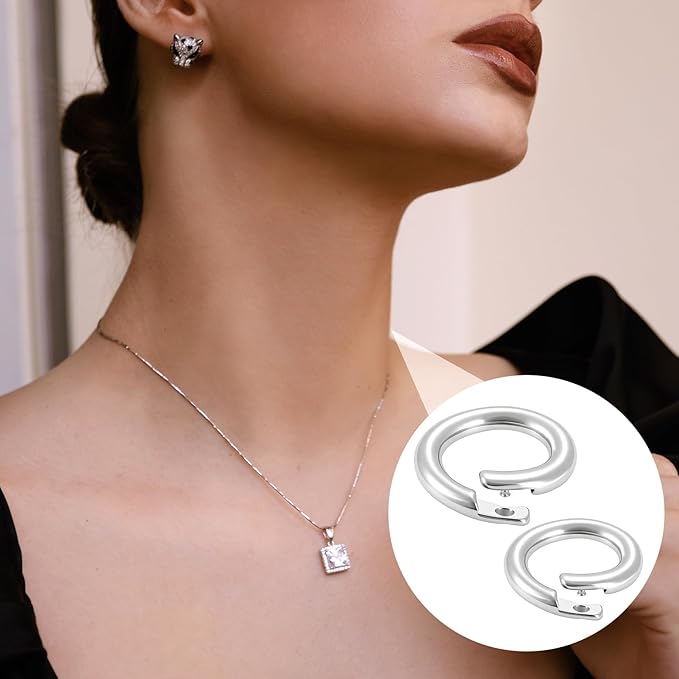 2 Pcs Sterling Silver Jump Rings, Locking Jump Rings, OD 7.7mm, 6.2mm Jump Ring for Jewelry Necklace Bracelet Making Findings (Silver)