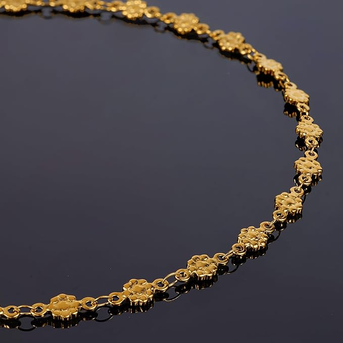 UMAOKANG 13 Feet Gold Plated Chains for Jewelry Making Stainless Steel Flower Link Chain Bulk on Spool