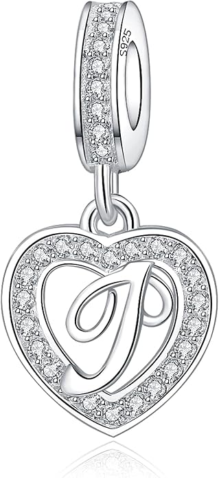 925 Sterling Silver Letter Charms A~Z Alphabet Charm Letter Beads fit Pandora European Bracelets fit Wife Mom Christmas Birthday Gift