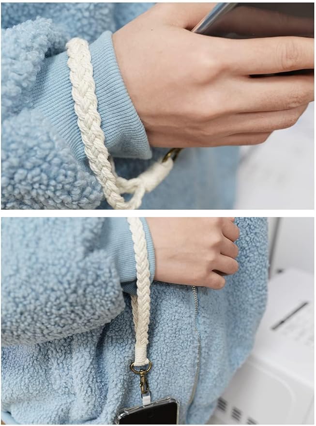 Boho Macrame Phone Wrist Strap, Cell Phone Lanyard with Tether Tab, Keychain Wristlet Charm, Anti-Loss Phone Chain