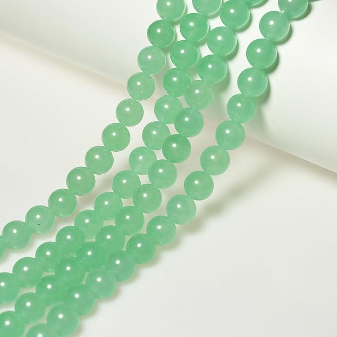 MJDCB Stone Beads 10mm 35pcs Round Mint Green Jade Loose Gemstone Bead Charms for Jewelry Making Bracelet Necklace Earring Pendant