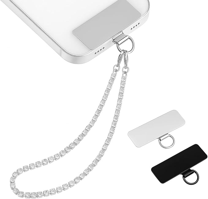 Bememo Phone Chain Wrist Strap Metal Phone Lanyard Wristlet Strap with 2 Tether Tabs Spacers Gifts for Xmas Traveling Walking