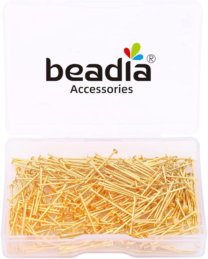 18K Gold Plated Flat Head Pins Non Tarnish 20mm 300pcs for Jewelry Making Findings