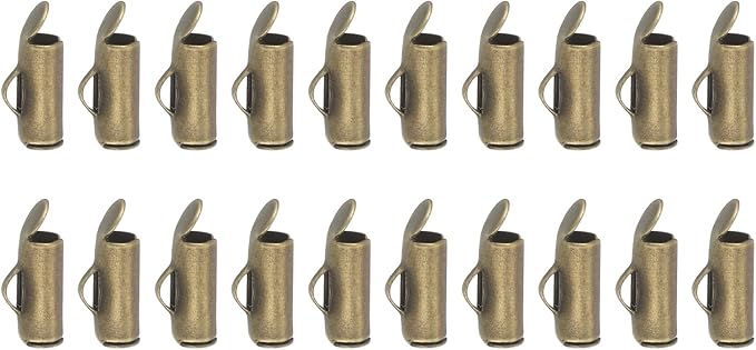 uxcell 100Pcs Slide on End Clasps, 10mm Tube Ball Bead Slider Crimp Ends for Multi-Strand DIY Craft Making, Bronze Tone