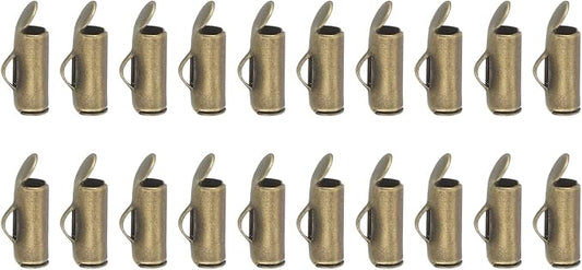 uxcell 100Pcs Slide on End Clasps, 10mm Tube Ball Bead Slider Crimp Ends for Multi-Strand DIY Craft Making, Bronze Tone