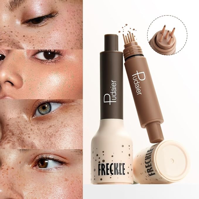 Upgrade Faux Freckle Stamp Pen – Waterproof Fake Freckles Makeup Tool, Natural-Looking Freckle Maker & Spray with Multi-Prong Precision Stamp Head, Long-Lasting Sunkissed Makeup (03 Coffee)