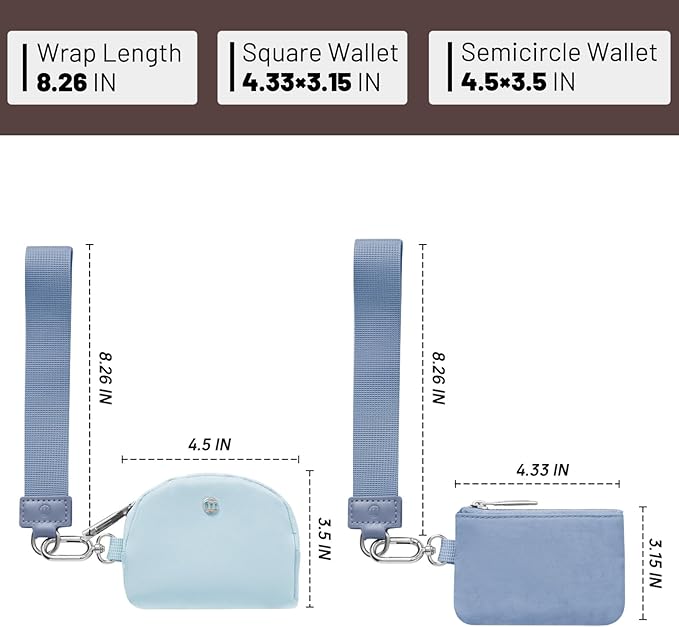 Keychain Wallet Mini Zip Around Wristlet Wallets for Women Detachable Dual Pouch Wristlet Portable Coin Purse Small Wallets