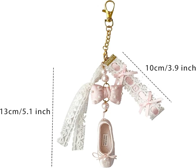 Cute And Fashionable Ballet Shoe Keychain, Suitable For Shoulder Bags, Wallets, Lace Shoulder Bag Charms (Black)