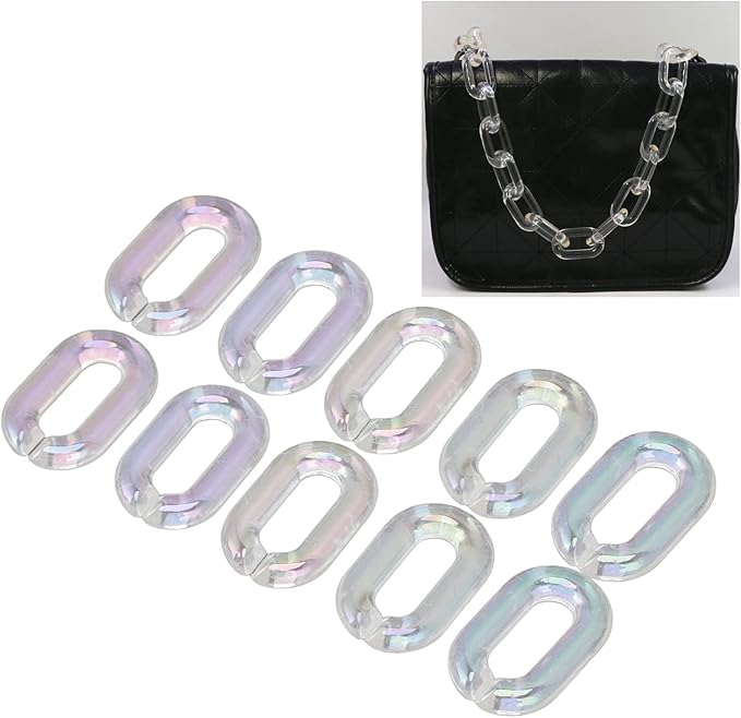 50PCS Acrylic Linking Rings Transparent, DIY Assemblable Chain, Transparent Color Plating Acrylic Rings for Jewelry Making, Crafts, Bags Decor, 33cm. Length with Edges