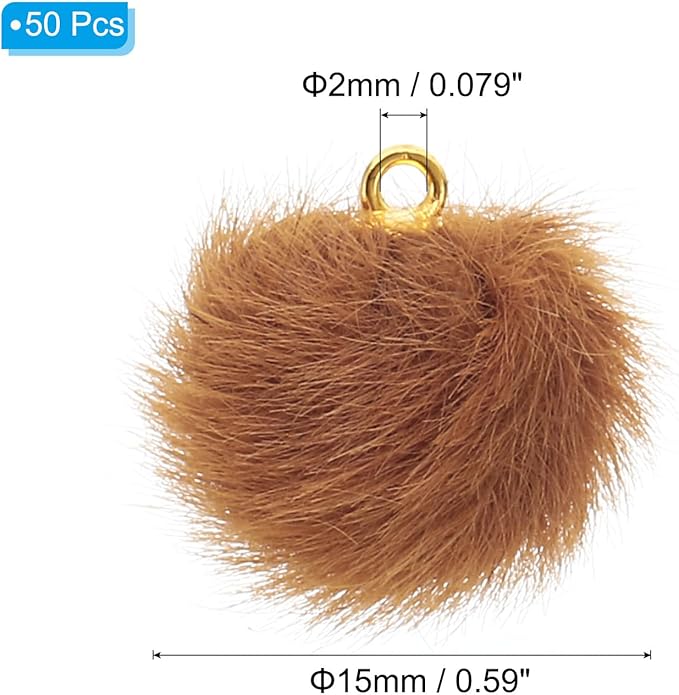 PATIKIL 50pcs Pom Poms Charm, Pompoms Charm Craft Pom Poms Pendants Balls Small Fluffy Tassel Bulk for Crafts Jewelry Making