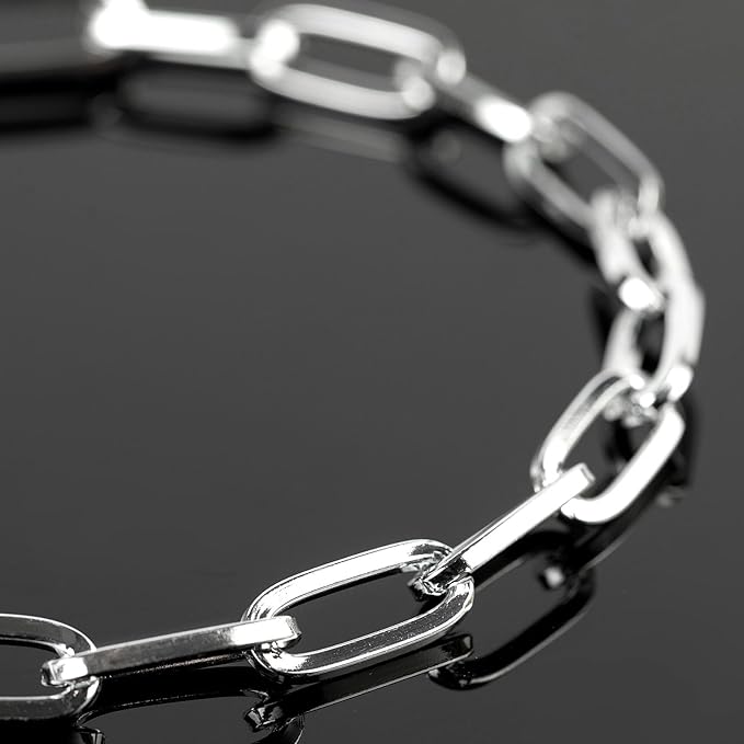 16.4 Feet Paperclip Chains for Jewelry Making Light Silver Plated Aluminum Chain Roll Hip-pop Rapper Necklace Choker Chain DIY Jewelry Supplies