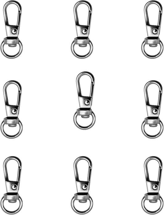 12pcs Swivel Push Gate Snap Hooks Clasps for DIY Crafts Keychain Clip Purse Handbag Making Accessories (Gun Black,Small(32mm))