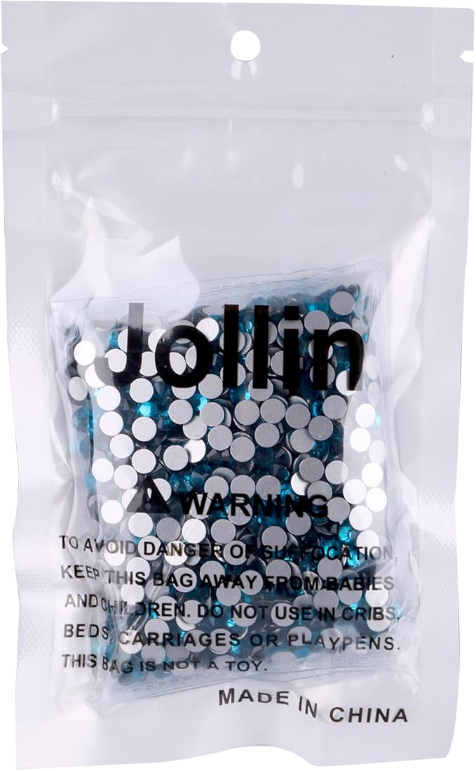 Jollin Glue Fix Crystal Flatback Rhinestones Glass Diamantes Gems for Crafting Nail Art Crafts Decorations Clothes Shoes 4.8mm (ss20 1440pcs, Blue Zircon)