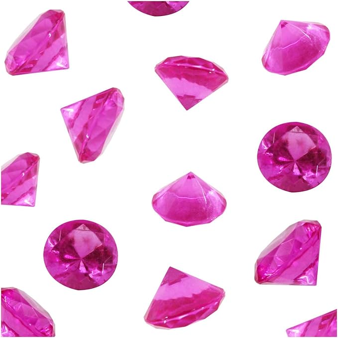 WELMATCH Fuchsia Acrylic Diamond Vase Fillers 1 Pound - 240 pcs 3/4 Inch Wedding Party Event Banquet Birthday Decoration Crystals Gem Table Scatters (Fuchsia 240 pcs)