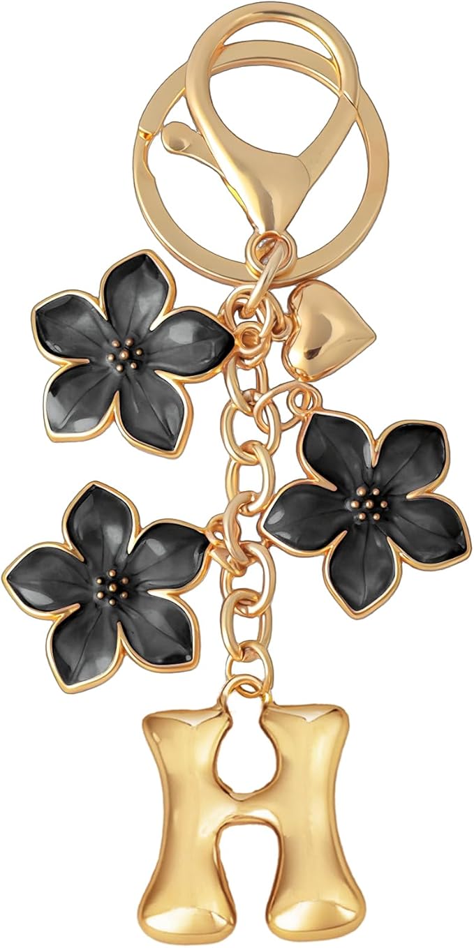 Snycler Bubble Initial Keychain Graceful Flower for bags car remote–A-Z Letter Charms for Women