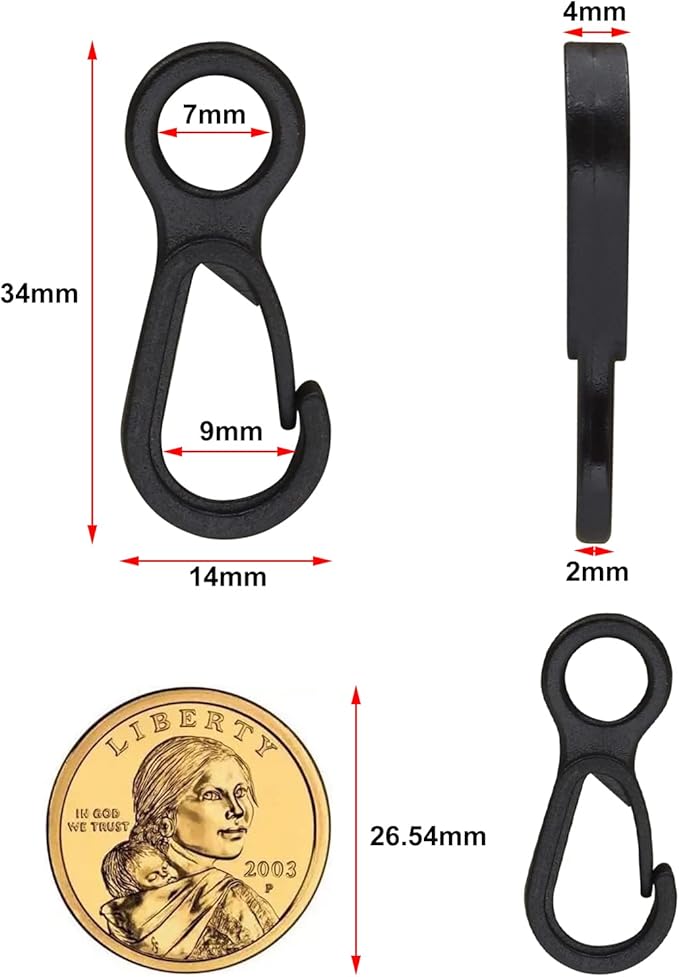 Mini Spring Snap Hook Plastic Clip Tiny Hanging Buckle Clips for Backpack Keychain, 20pcs
